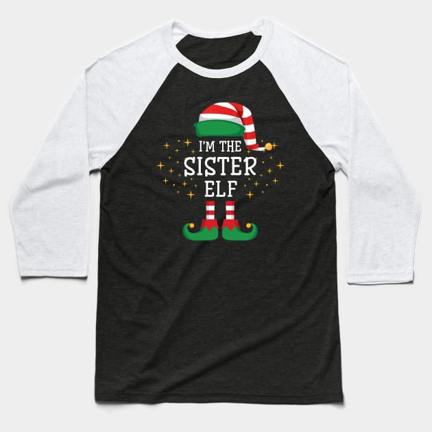 I'm The Sister Elf Matching Family Christmas Pajama Baseball T-Shirt by Damsin